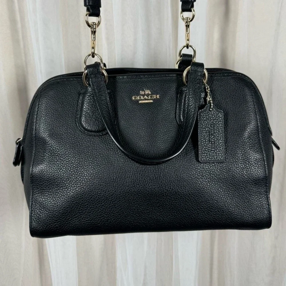 Coach black leather hand & crossbody bag - Picture 1 of 8